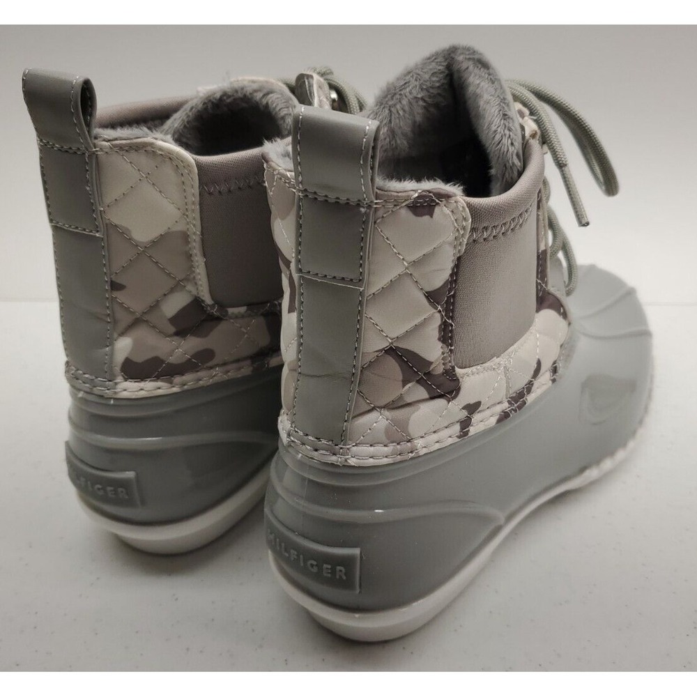 Tommy Hilfiger TW Hada Duck Boots Gray Camo Insulated Women's Sz 8M Extra Laces - Picture 3 of 8